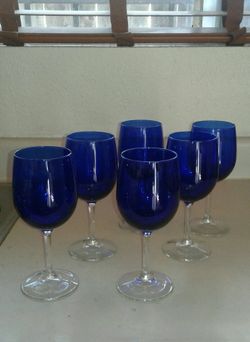 Wine glasses colbalt blue crystal