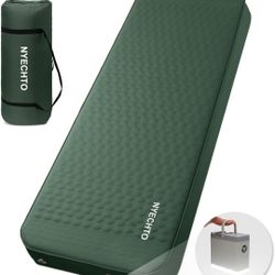NYECHTO - Self Inflating Sleeping Pad, 4" Thick Camping Mattress, Green
with Electric Pump, Ultralight Memory Foam, Fast Inflate, Insulated Camping Ai