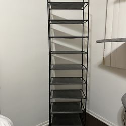 Lightweight 10-tier shoe rack with fabric shelves