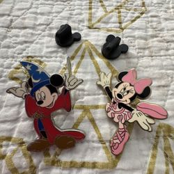 2004 Walt Disney World Mickey Fantasia pin And Minnie, Mouse Ballerina Pen