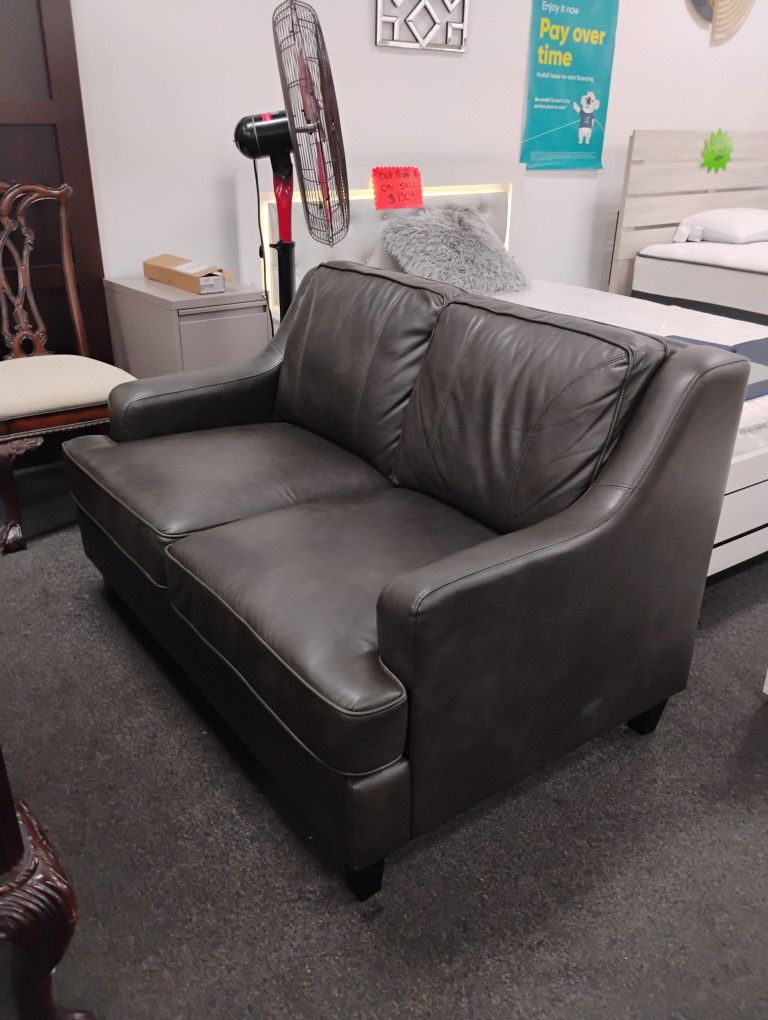 Dark Brown Leather Loveseat LIQUIDATION SALE MUST GO NOW