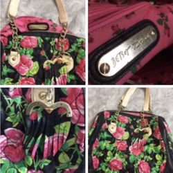 BETSY JOHNSON Floral & Chain Handbag