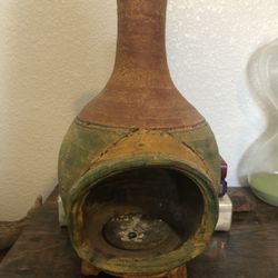 Old Clay Vase/candle Holder 