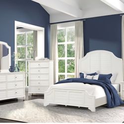 Bedroom Set 4 Pc Antique White Finish, New Especial Price 