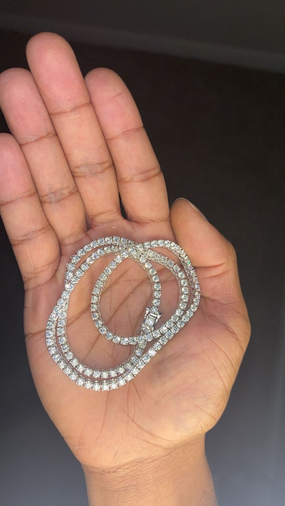 VVS Moissanite 925 Silver Tennis Necklace – 18 Inch 3MM Iced Out