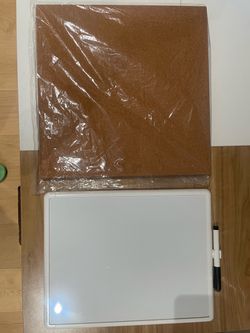 Wall mounted office organizer, small dry erase and small square cork board