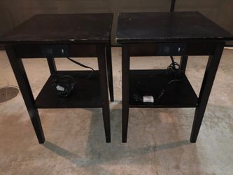 Pair of Dark Wood End Tables with USB Ports