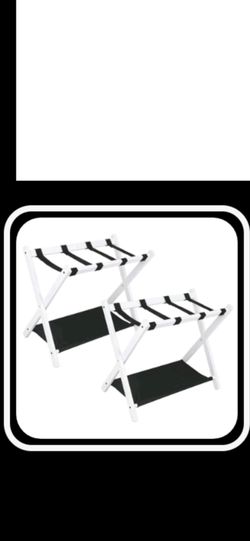 $38, Set Of (2) Folding Luggage Rack with Shelf, White.
