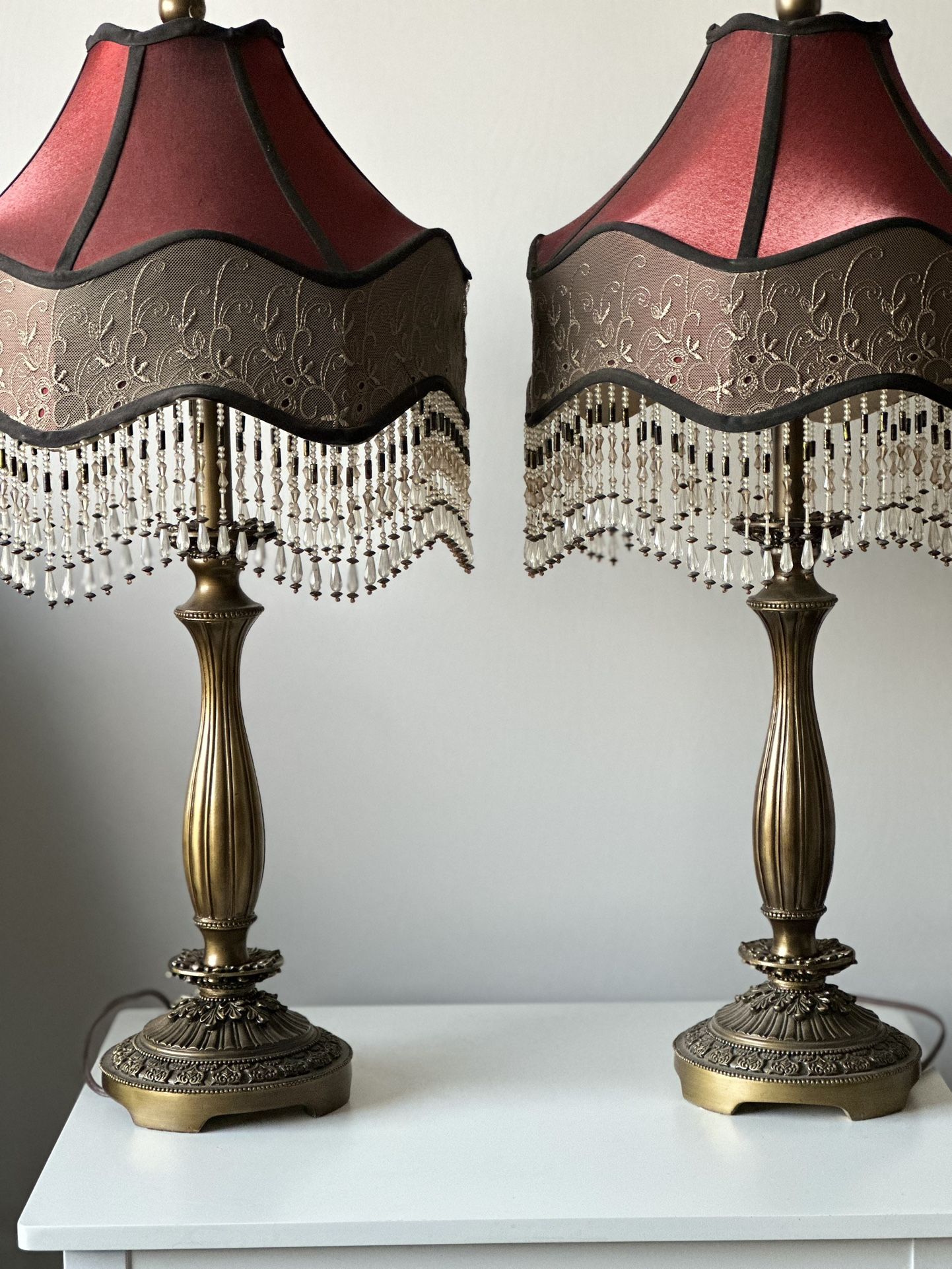 Dale Tiffany Red Vintage Beaded Lamps