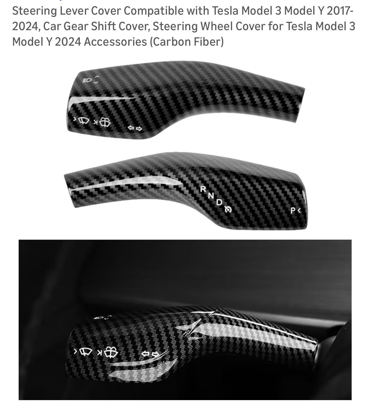 Tesla Carbon Fiber Steering Lever Covers (Models in description)