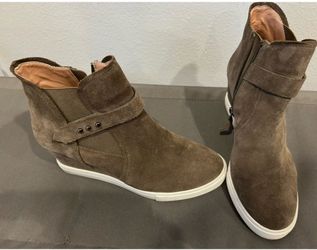 Taupe Suede Wedge Sneaker Booties