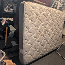 Queen Mattress, Box Spring & White IKEA Bed Frame – Clean – $140