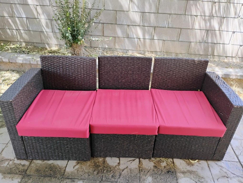 Piece Wicker Patio Furniture With New Pads And Covers - Main Image