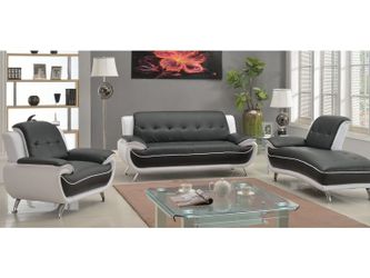 New 3-Piece BLACK & WHITE SOFA CHAISE Set
