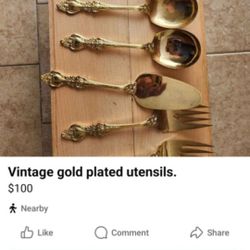 Vintage Gold Plated Utensils 