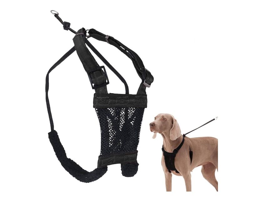 Sporn Large/XL Neck 16”- 24”No Pull Dog Harness for Large Dogs - Black Mesh Body, Durable Nylon, Breathable, Easy to Put On, No Choke, Padded, Adjusta