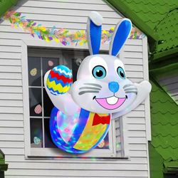 New Easter Inflatable Bunny. With Strobe Lights. Hangs In The Window Or Bushes