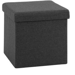 (2) Seville Classics Cushioned Modern Gray Fabric Storage Ottoman