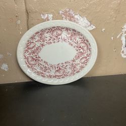 Single Oval Plate Syracuse China Red Painted Florals