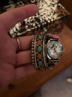 Mickey Mouse Watch with Native Style Turquoise Cuff