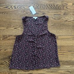 NWT Size XS Evereve Allison Joy Floral Print Wynn Snap Front Tank Top