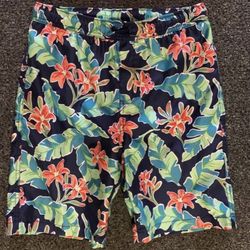 Lands End Boys size 14/16 hawiaan floral swim trunks with Back pocket