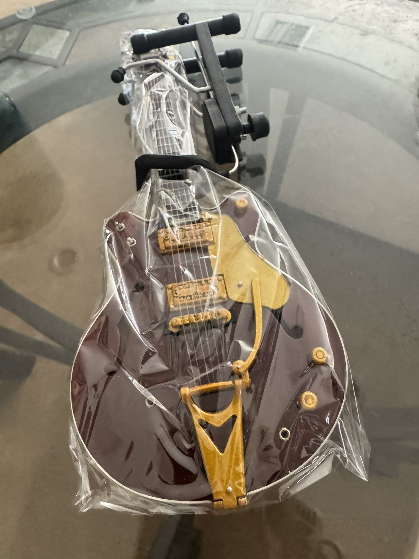 Wooden Miniature Guitar Far Brown Color With Stand And Box