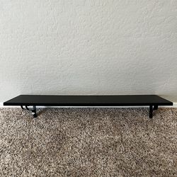 36 Inch Wide Solid Wood Black Floating Shelf With Black Brackets - Hanging Wall Shelf