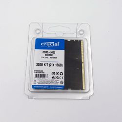 Crucial - 32GB Kit (2x16GB) DDR5 5600MHz C46 SODIMM Laptop Memory - Black