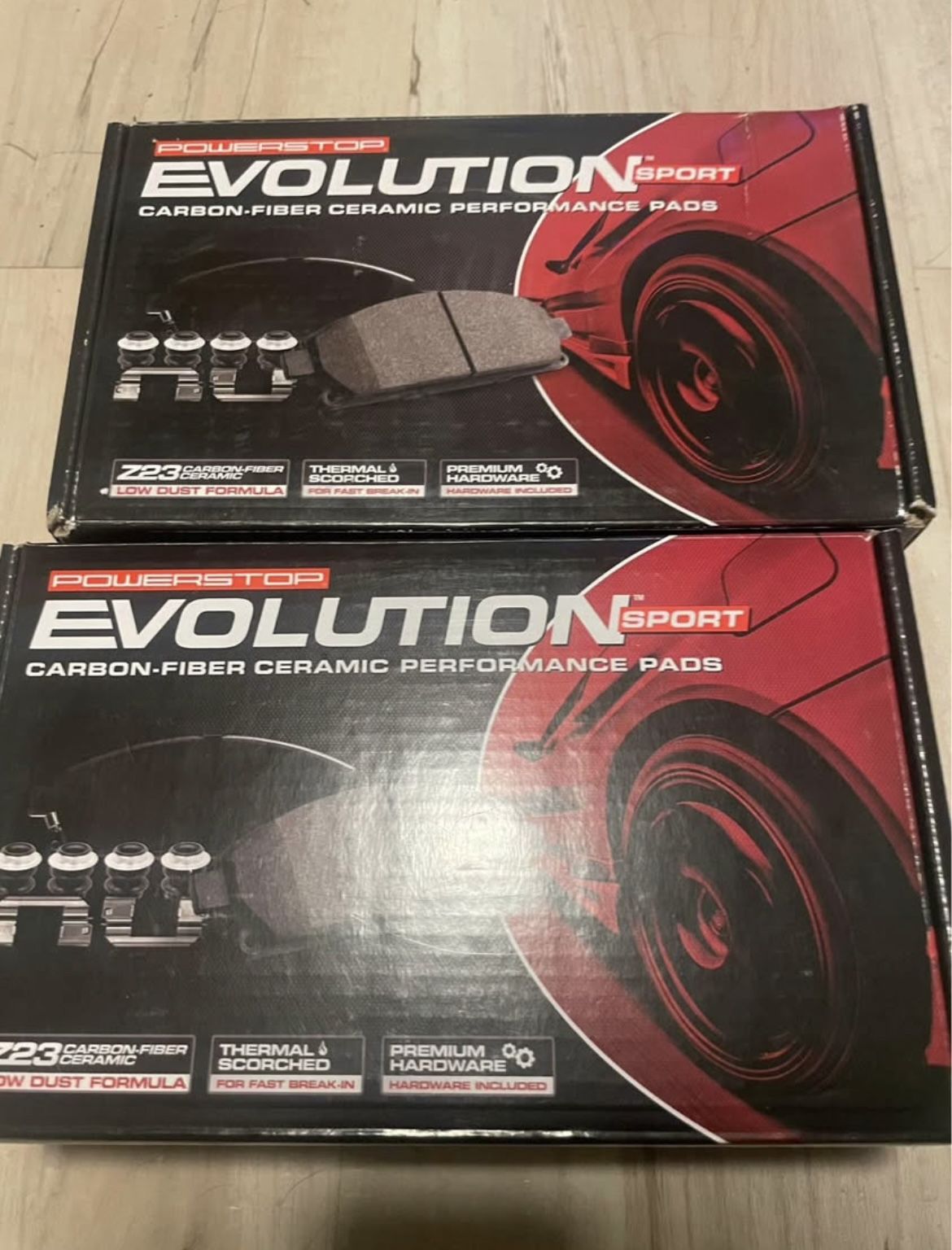 front and rear MUSTANG GT/V6 powerstop z23 brake pads.