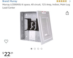 6 space , 40 circuit , 125 amp indoor main lug