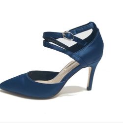 Petite Blue Satin Pump,  Size 4