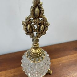 Vintage Antique Gold Gilt Crystal Perfume Bottle 