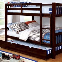 Brand New Espresso Full Over Full Bunk Bed (Trundle Sold Separately)