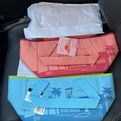 Trader Joe's 2 Mini Insulated Bag Peach & Teal Tote