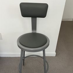 ULINE Shop Stool Padded with Back Rest Adjustable Height - Gray