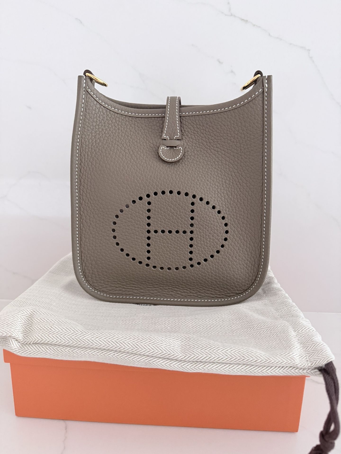 Authentic Hermes 2025 Mini Evelyne Etoupe *NEW*