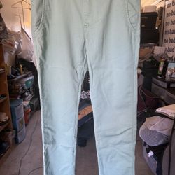 Vans Mint Green Chino Pants, Regular Fit, Size 34/34