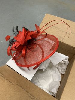 Red and black fascinator