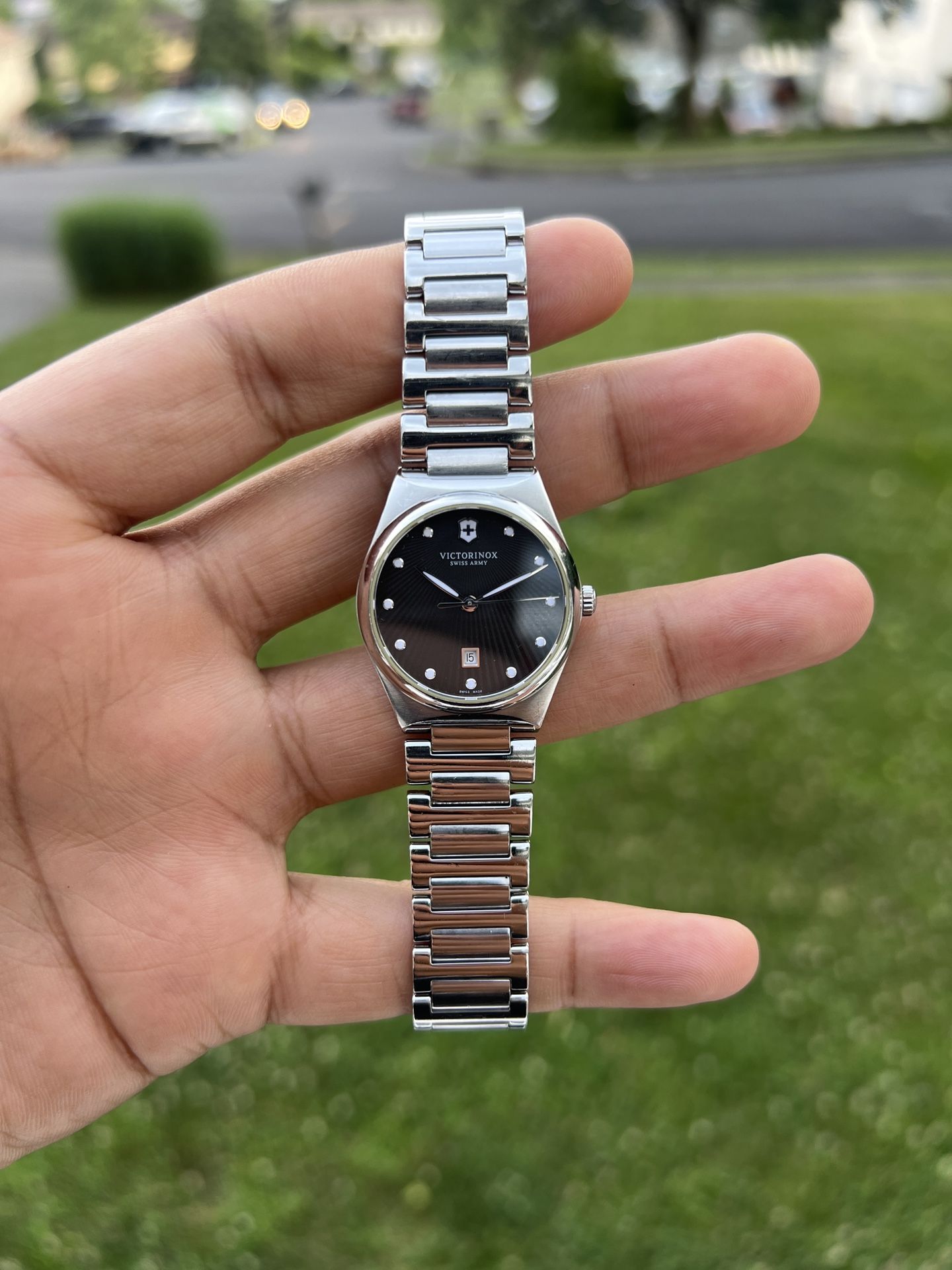 Victorinox Victoria Silver Tone Black Date Dial Women's Swiss Made Watch