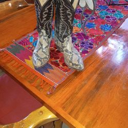 Justin Python/Black Leather Boots Men's 9.5D