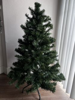 Used Artificial Christmas Tree 3.5 ft with Lights & Ornaments