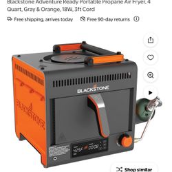 Blackstone Adventure Ready Portable Propane Air Fryer, 4 Quart, Gray & Orange, 18W, 3ft Cord
