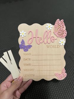 Butterfly daisy birth announcement sign