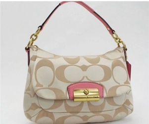 Coach Kristin Signature Pink and Cream shoulder bag with Hangtag
