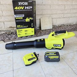 RYOBI 40V HP Brushless Whisper Series Leaf Blower KIT 800CFM