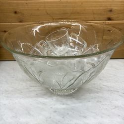 Textured Glass Punch Bowl 