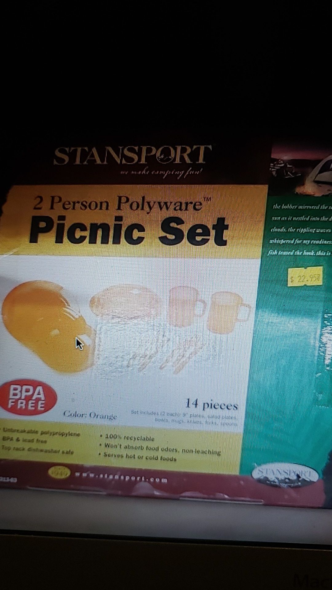 Stansport 2 person 14 piece polyware picnic set