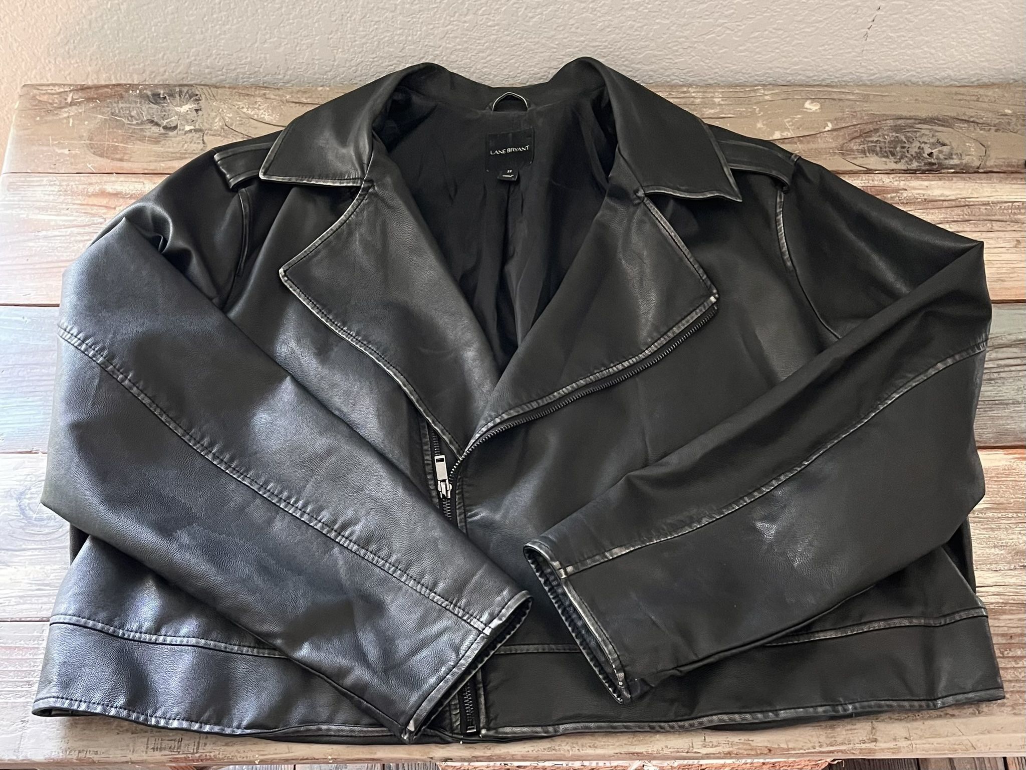 Vintage Look Leather Jacket, Size 22!