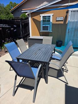 Patio Table & 6 Sling Chairs